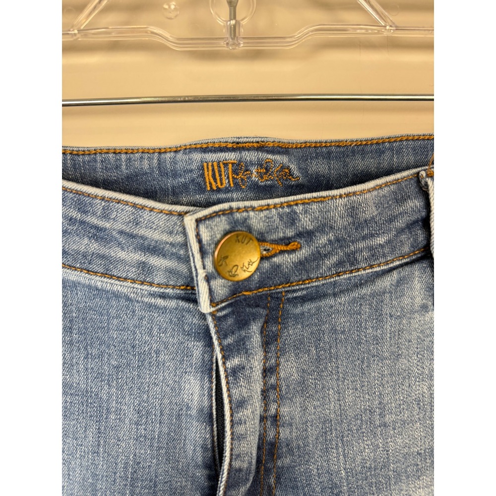Kut from the‎ Kloth Skinny Jeans Women 10 Blue Distressed Raw Hem Stretch Denim - Picture 3 of 8
